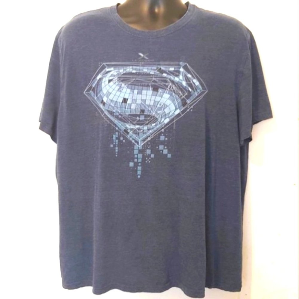 SUPERMAN | Mens Graphic Tee Blue Size X-Large